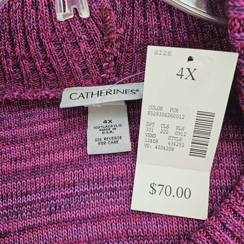 Catherines Sweater Purple Pullover Draped Cowl Neck Stretch Knit Womens 4x - Picture 2 of 8